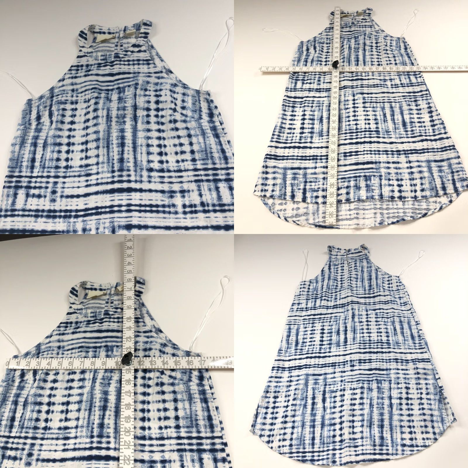 Cynthia Rowley Cynthia Rowley Dress Eyelet Tie Dye 100% Linen Above Knee Blue S Sleeveless A-Line Women Regular Size Small Mint Vintage NoN/A Size S / US 4 / IT 40 - 8 Thumbnail