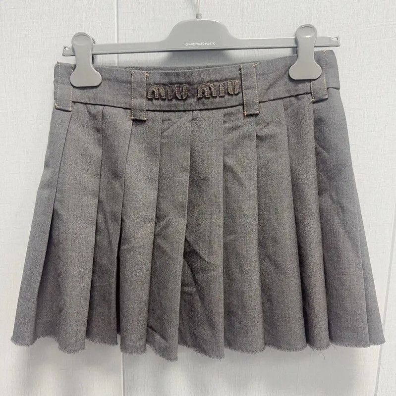 Miu Miu Miu Miu Grey Cotton Women's Skirt 0089 Size 23" - 1 Thumbnail