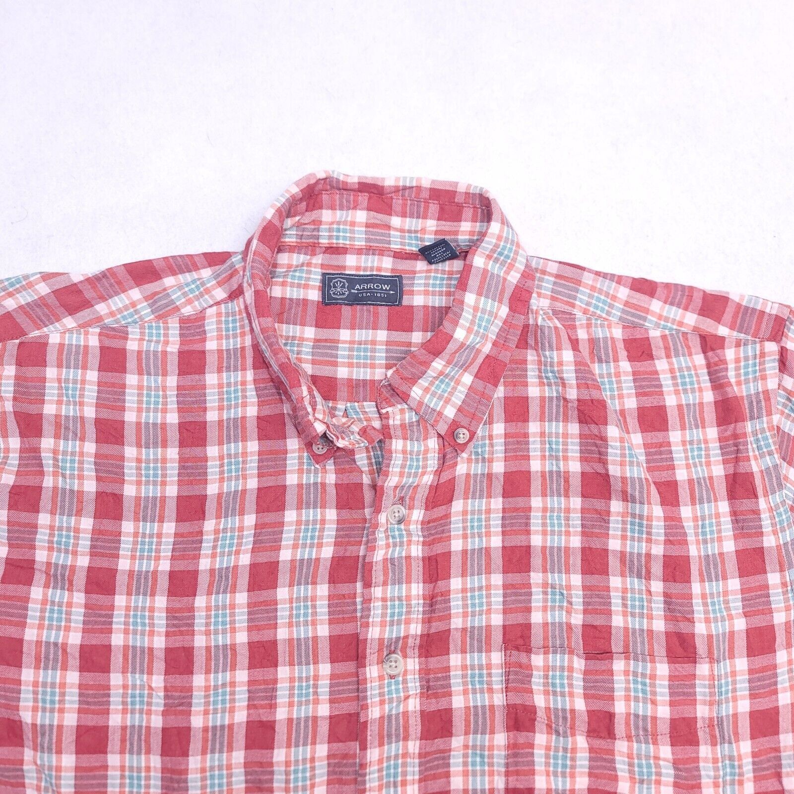 Arrow Arrow Tartan Flannel Casual Shirt Mens Size Large L Red Blue Size US L / EU 52-54 / 3 - 1 Thumbnail