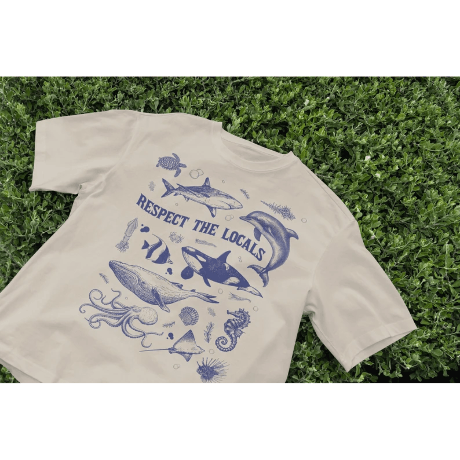 Japanese Brand × Vintage Respect the Locals T-Shirt, Ocean Life Art, Animal Graphic Size US M / EU 48-50 / 2 - 1 Thumbnail