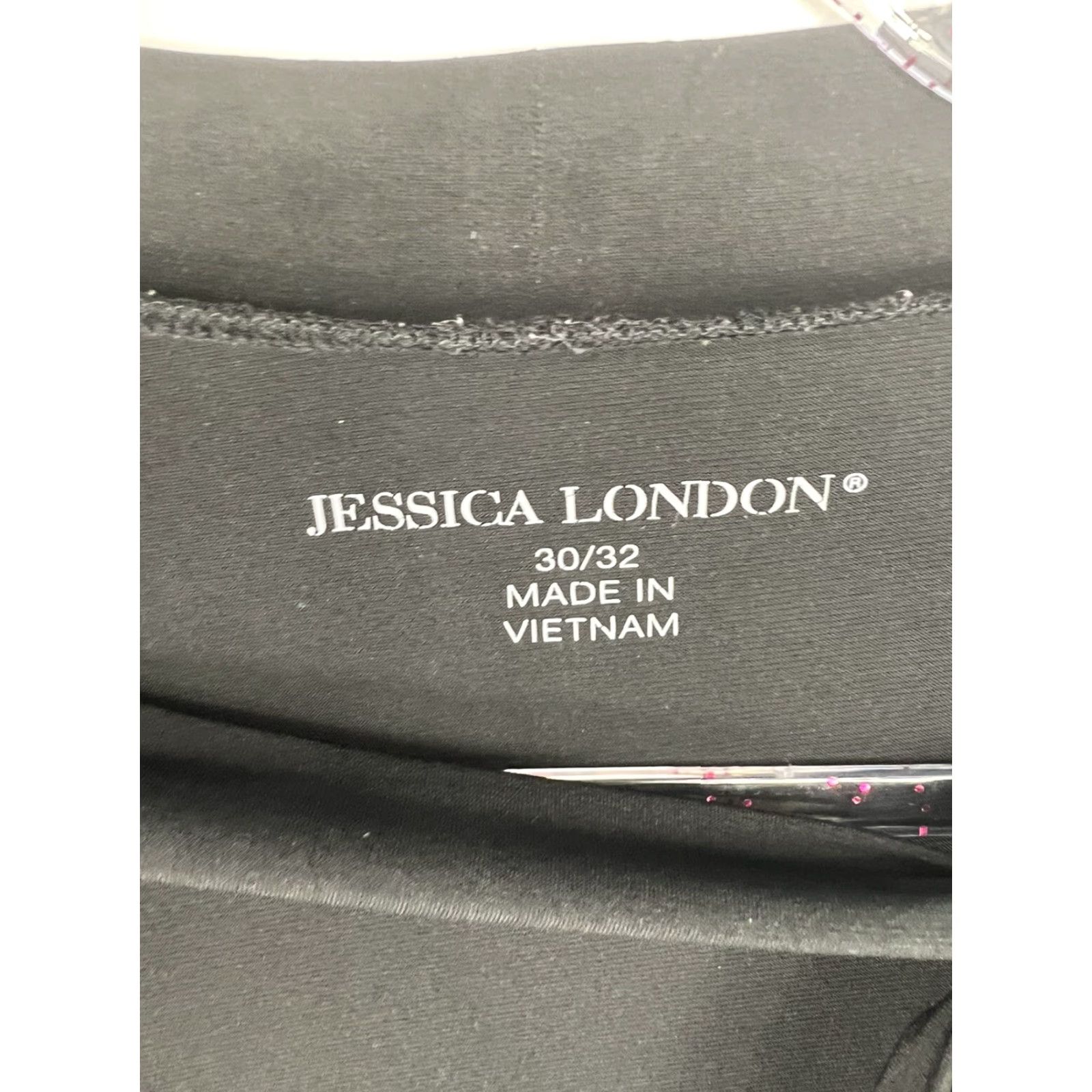 Jessica London Blouse Women's Plus Sz 30/32 Black V-Neck With Tie Long Sleeve