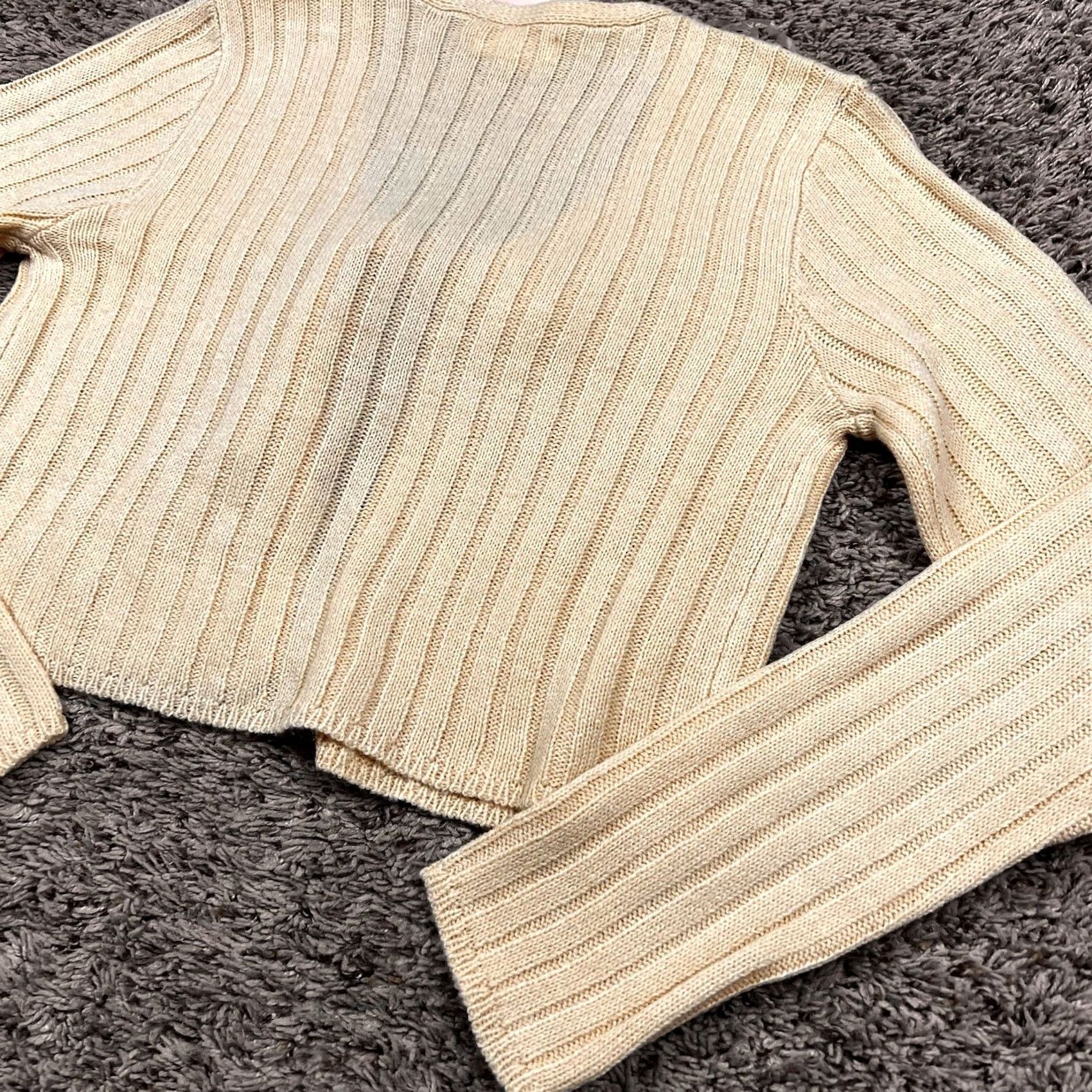 Vintage FULL CIRCLE TRENDS Juniors V-Neck Tie Front Crop Sweater Large Yellow Shirt (Tank) Womens Sweaters & Jackets Slim Knit Long Sleeve Cute Size L / US 10 / IT 46 - 7 Thumbnail