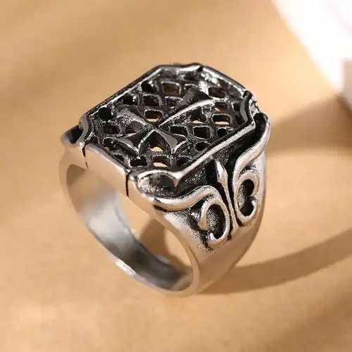 Jewelry × Vintage Vintage Punk Grid Cross Ring Size ONE SIZE - 3 Thumbnail