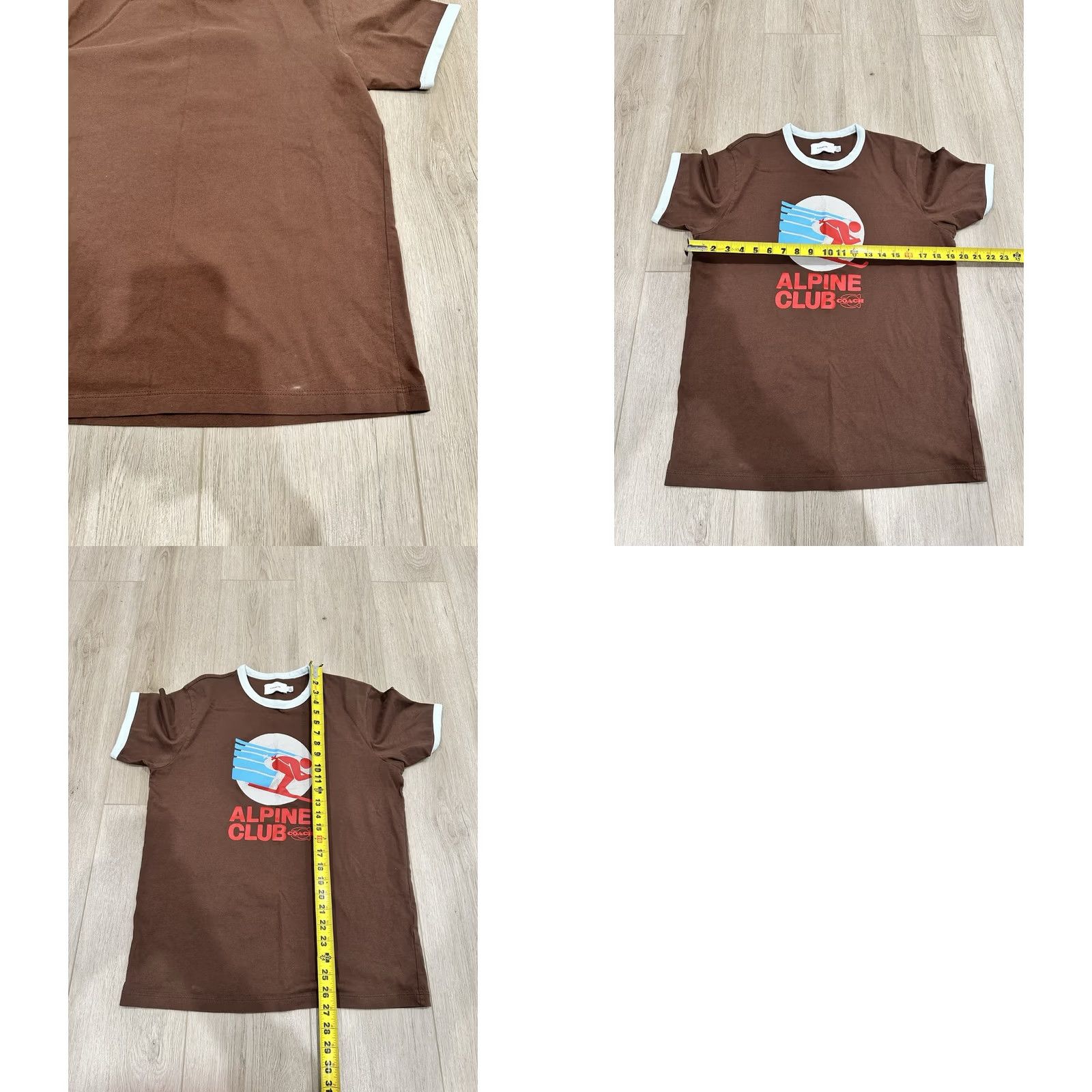 Coach Coach Shirt Womens M Brown Alpine Club Skiing Shrunken Ringer Short Sleeve Size M / US 6-8 / IT 42-44 - 8 Thumbnail