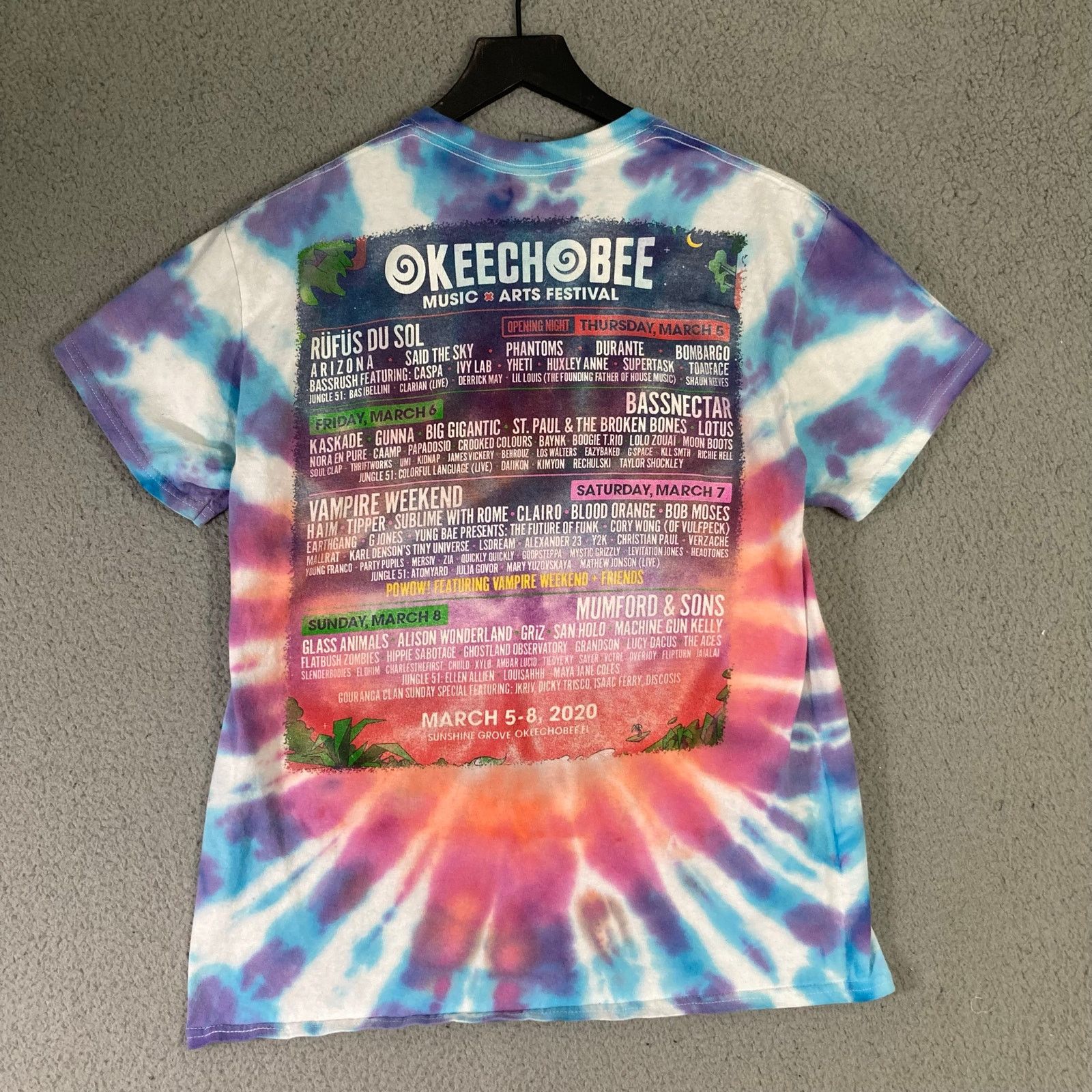 Gildan Okeechobee Music Festival 2020 Tie-Dye T-Shirt Unisex M Size US M / EU 48-50 / 2 - 7 Thumbnail