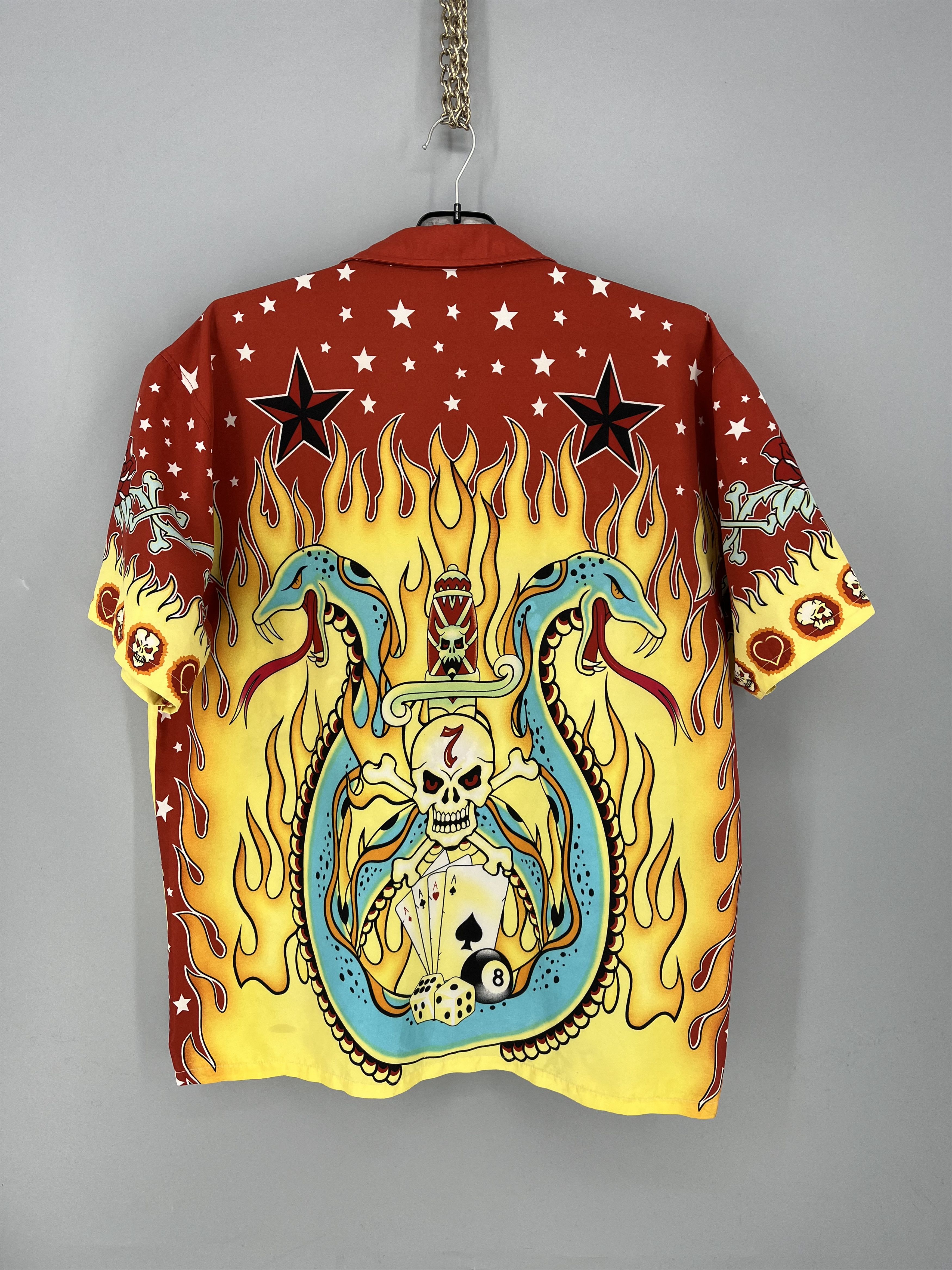 Vintage Vintage Fishbone Tattoo Print Hawaiian Shirt / Aloha Shirt Size US XL / EU 56 / 4 - 10 Thumbnail