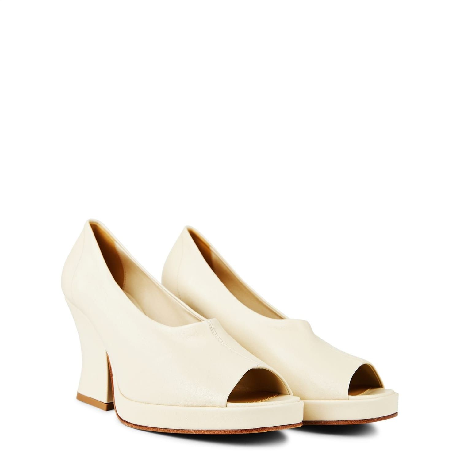 Bottega Veneta Bottega Veneta Stack Block Heel High Pumps in White Size US 4.5 / IT 34.5 - 2 Thumbnail