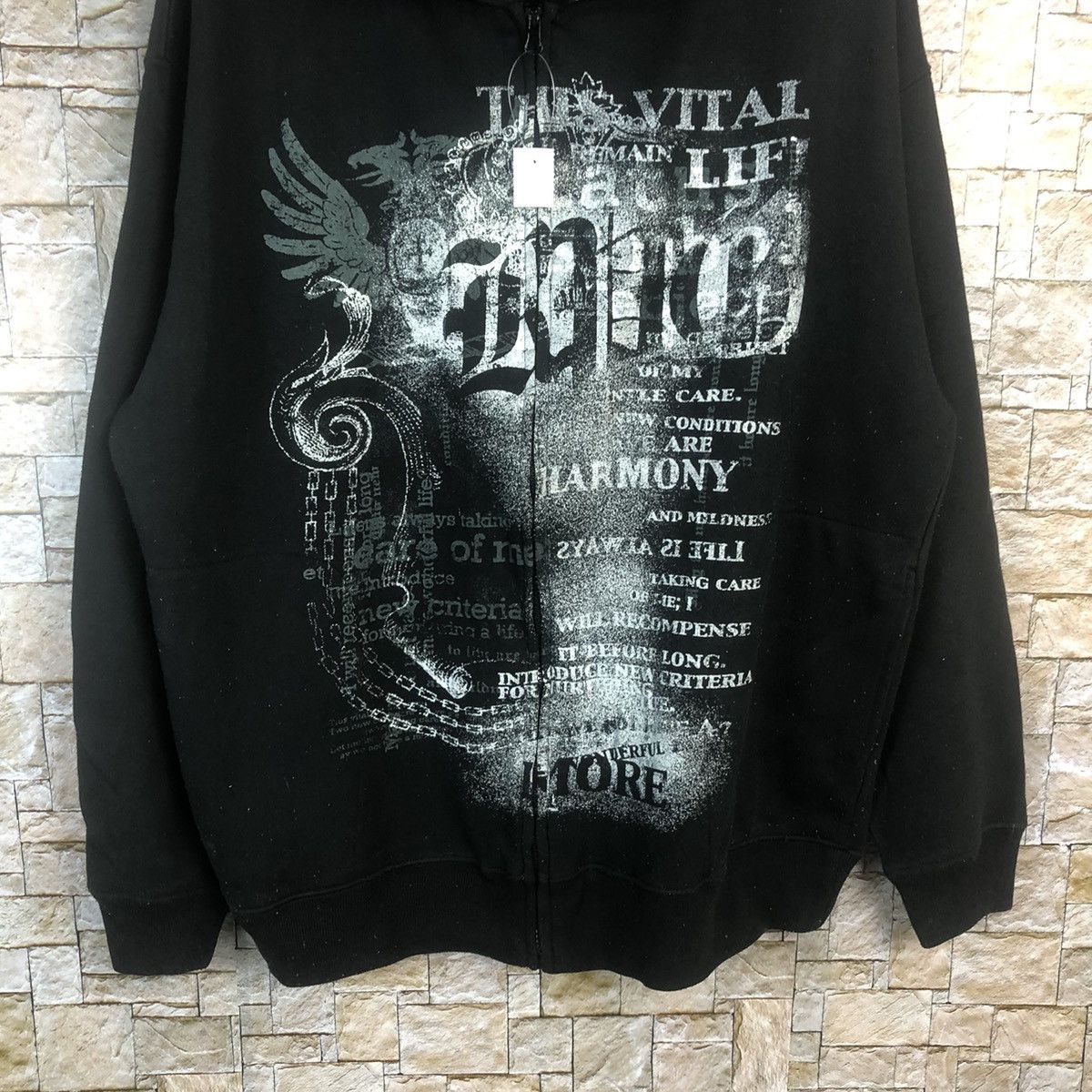 Japanese Brand DL Dino Bazzo punk skull Black sweatshirt Hoodie #A5 Size US XL / EU 56 / 4 - 3 Thumbnail