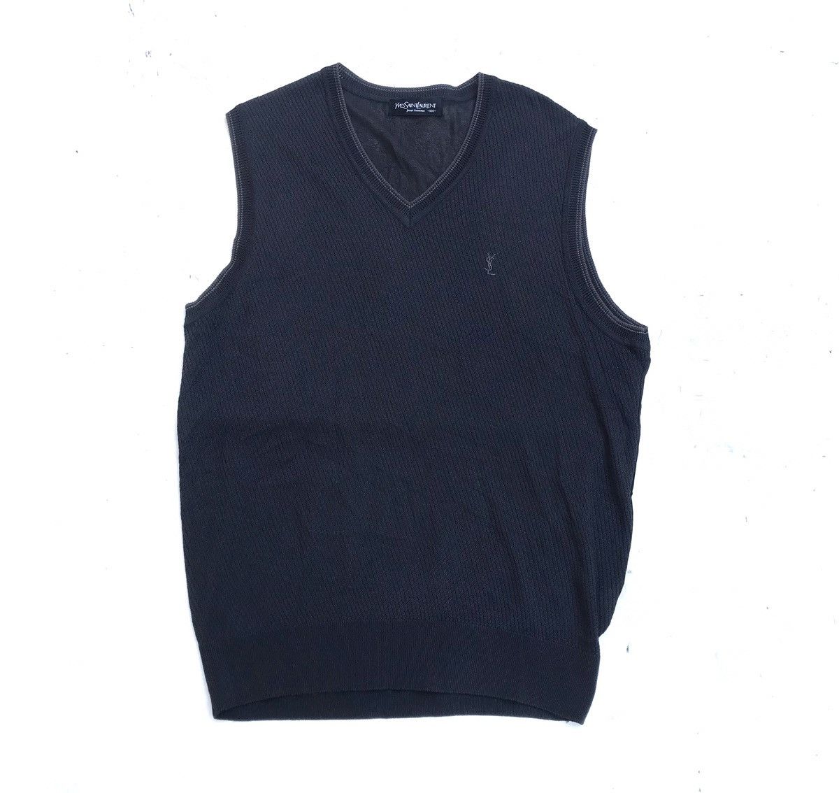 Designer × Yves Saint Laurent Vintage Yves Saint Laurent YSL Black Knit Kniwear vest Size 38R - 10 Thumbnail
