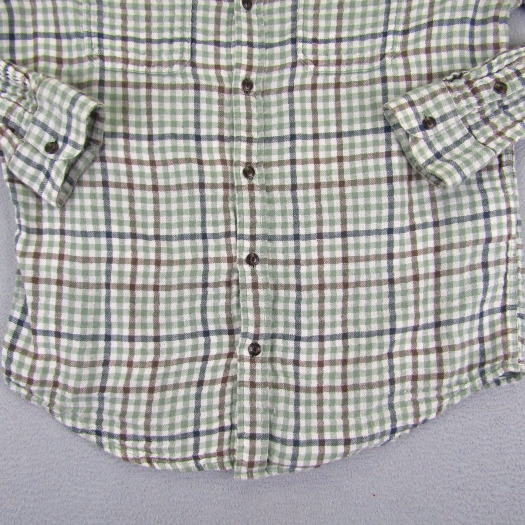 Levi's Levis Shirt Mens Large Green Brown White Tab Check Flannel Button Up Regular Fit Size US L / EU 52-54 / 3 - 4 Thumbnail