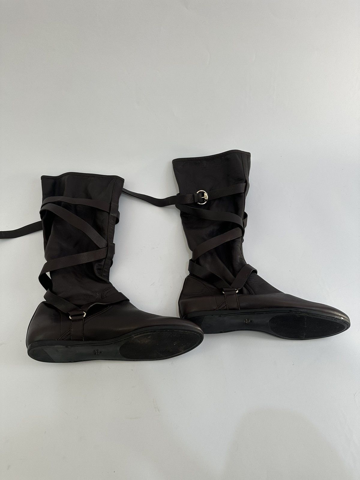 Gucci Gucci Dark Brown Leather Buckle Knee Boots Size 39. Size US 9 / IT 39 - 1 Thumbnail