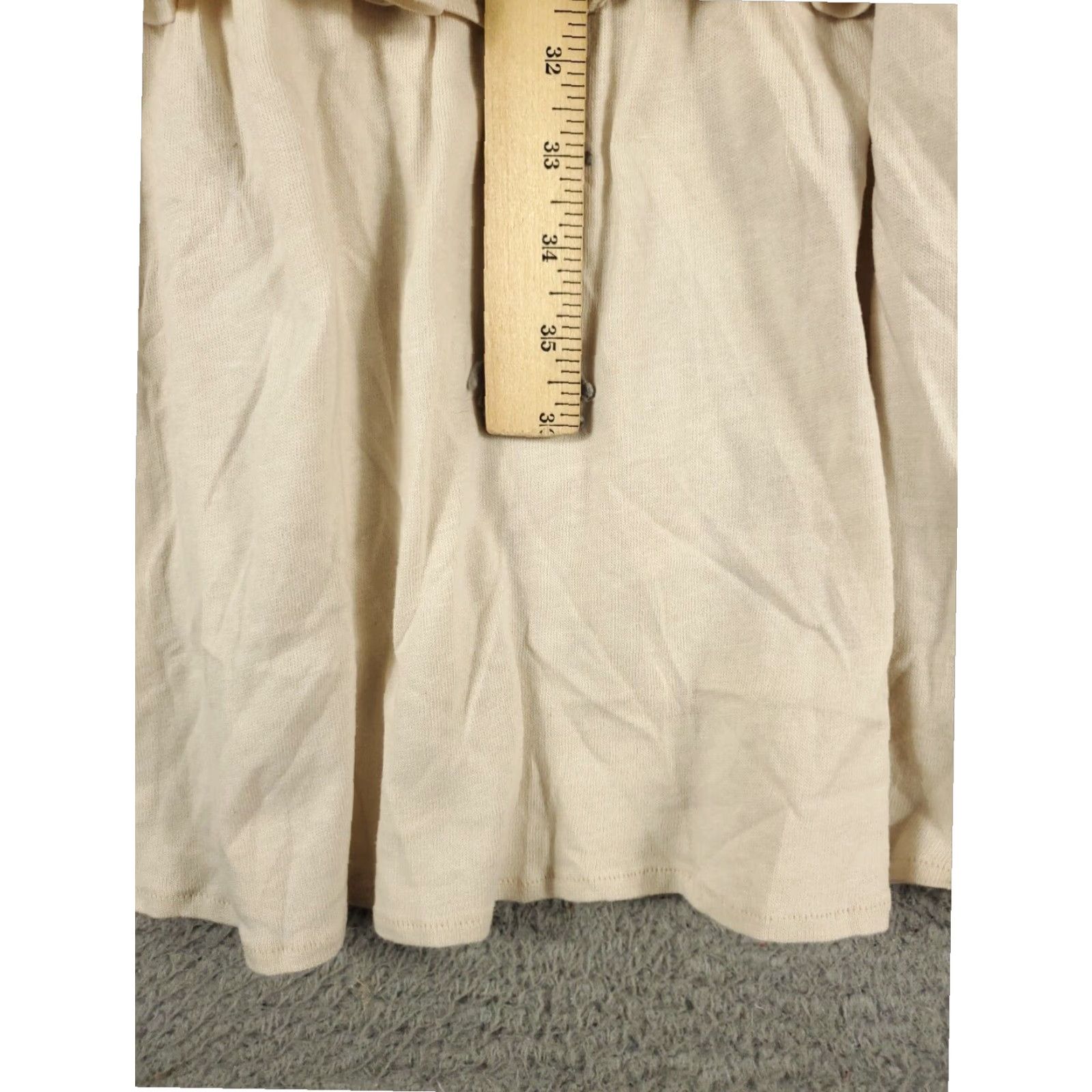 Zara Zara Womens Midi Dress Small Beige Short Sleeve Layered Ruffled Cotton Crew Neck Size 28" / US 6 / IT 42 - 4 Thumbnail