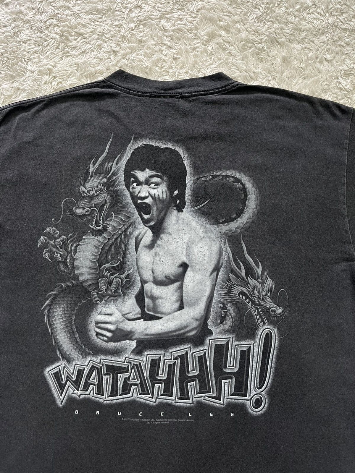 Vintage vintage 1990's bruce lee "black faded" t-shirt Size US XL / EU 56 / 4 - 2 Thumbnail