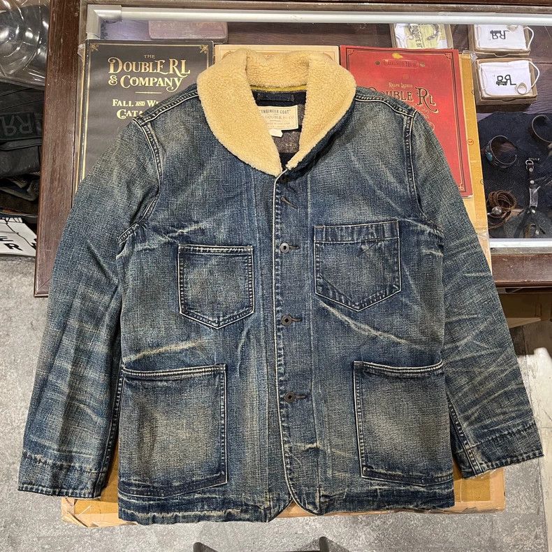 RRL Ralph Lauren RRL Distressed Denim Jacket Wool Collar Size US S / EU 44-46 / 1 - 1 Thumbnail