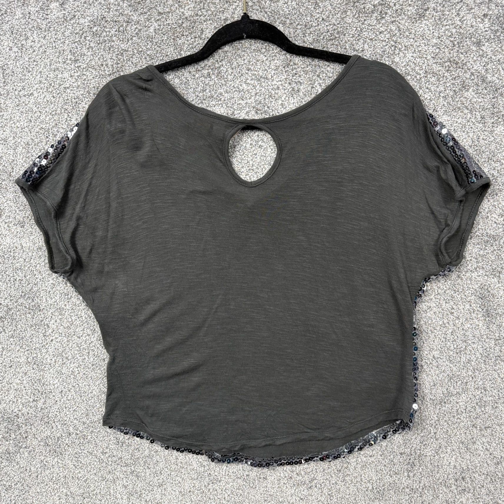 Vintage Eyeshadow Blouse M Gray Sequin Dolman Crop Clubwear Disco Party Y2K Boho Womens Girls Size M / US 6-8 / IT 42-44 - 6 Thumbnail