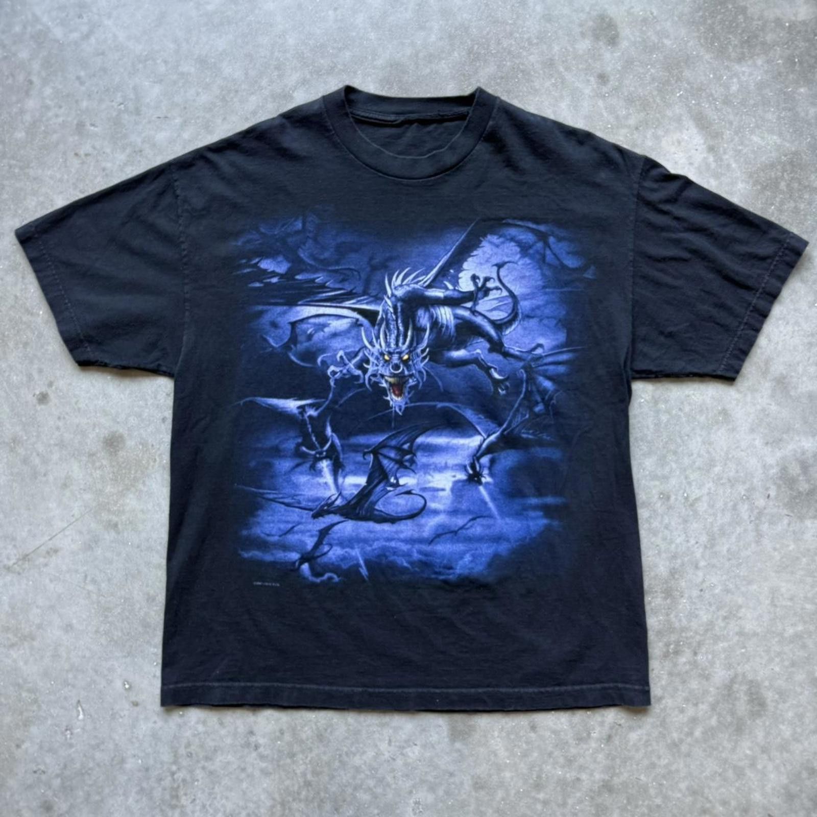 Other Blue Vintage Y2K “Dragons” Graphic T-shirt Size US XL / EU 56 / 4 - 1 Thumbnail