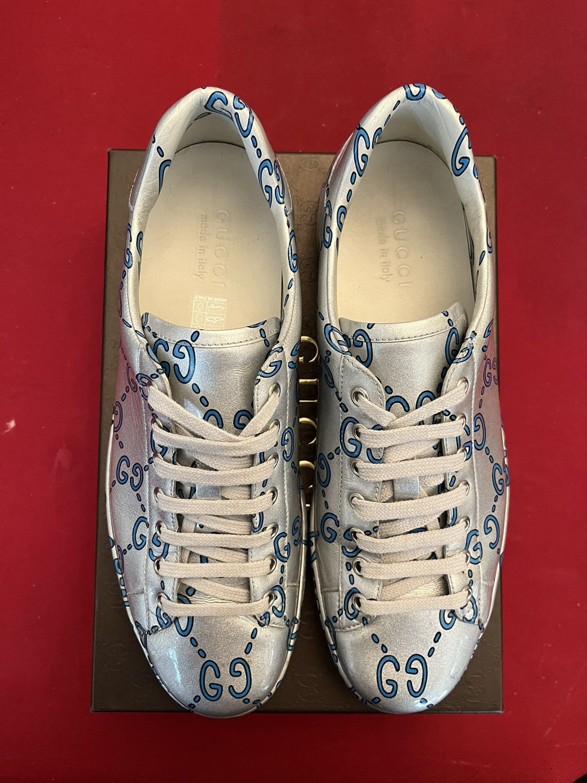 Gucci Gucci ACE GG silver Sneaker Size US 10.5 / EU 43-44 - 1 Thumbnail
