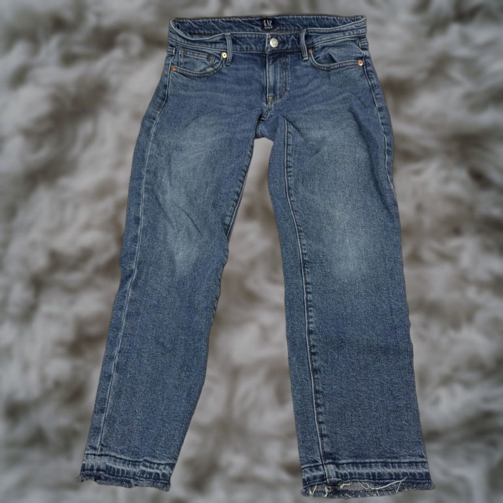 Gap Gap Jeans Womens 28x25 Blue Low Rise Cropped Distressed Raw Hem Denim Size 28" / US 6 / IT 42 - 1 Thumbnail