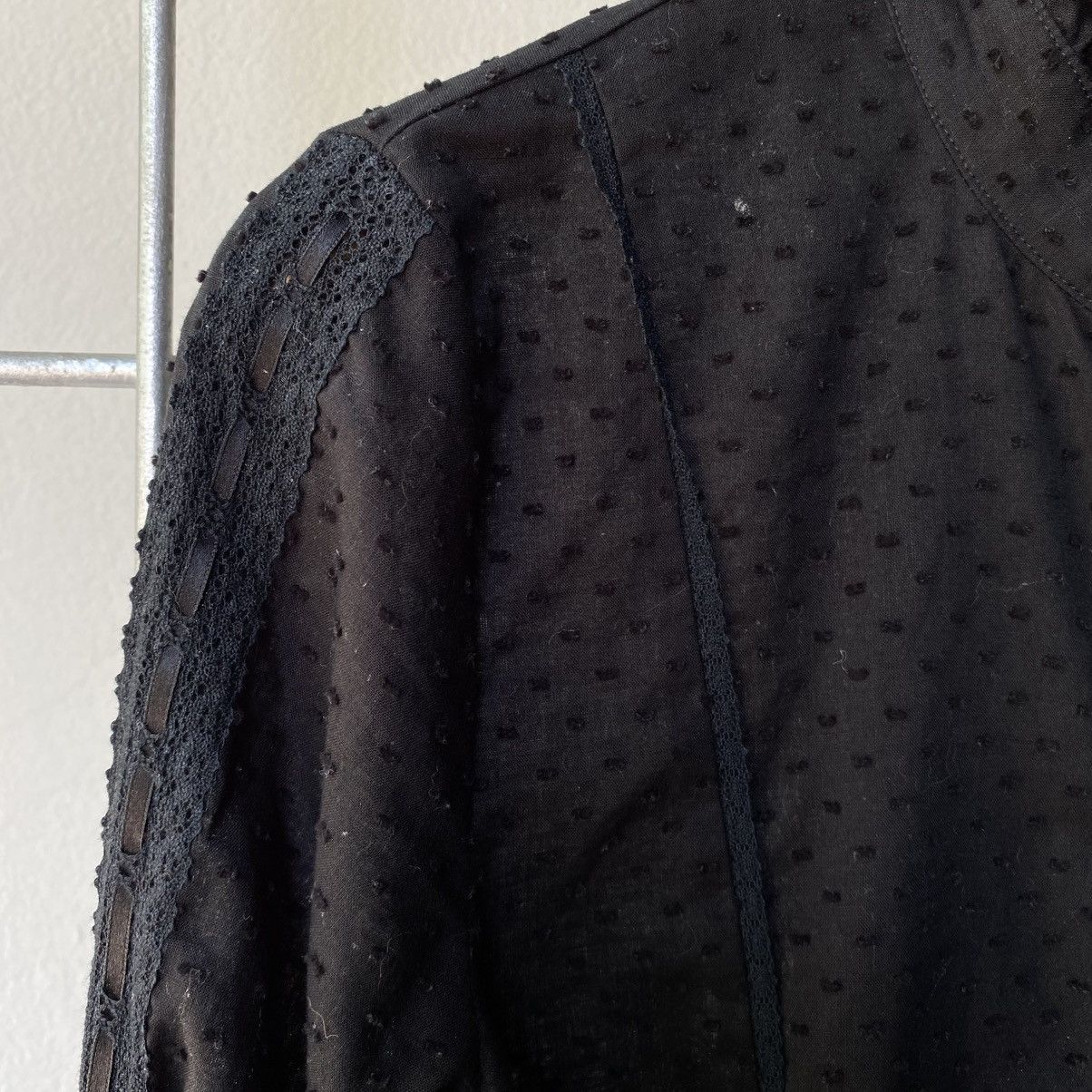Tornado Mart TORNADO MART Y2K Black Mandarin Lace Blouse Size XS / US 0-2 / IT 36-38 - 14 Thumbnail