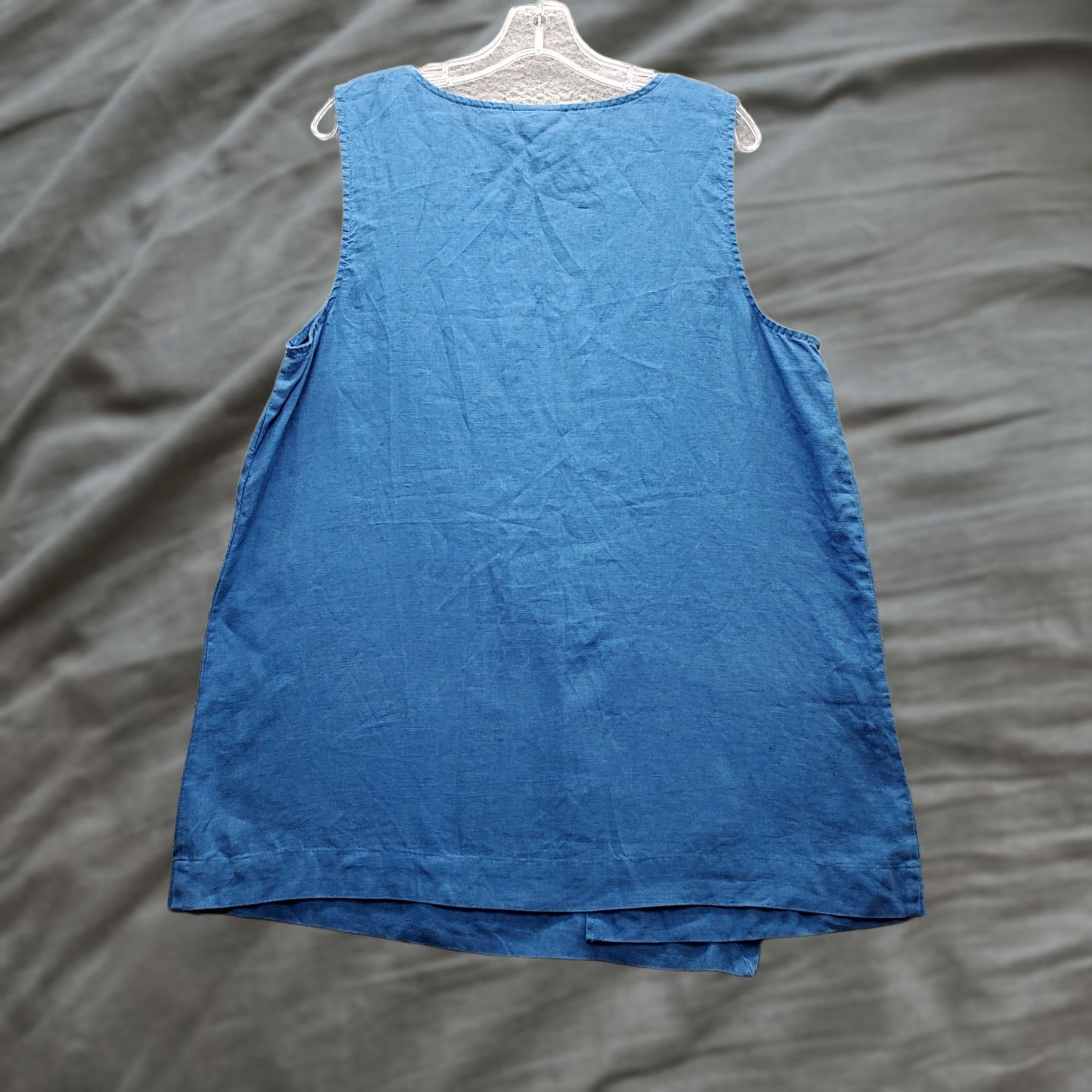 J. Jill J. Jill Tank Top Womens Large Blue Linen Wide Strap Round Neck USA Ship Casual Sleeveless Size L / US 10 / IT 46 - 1 Thumbnail