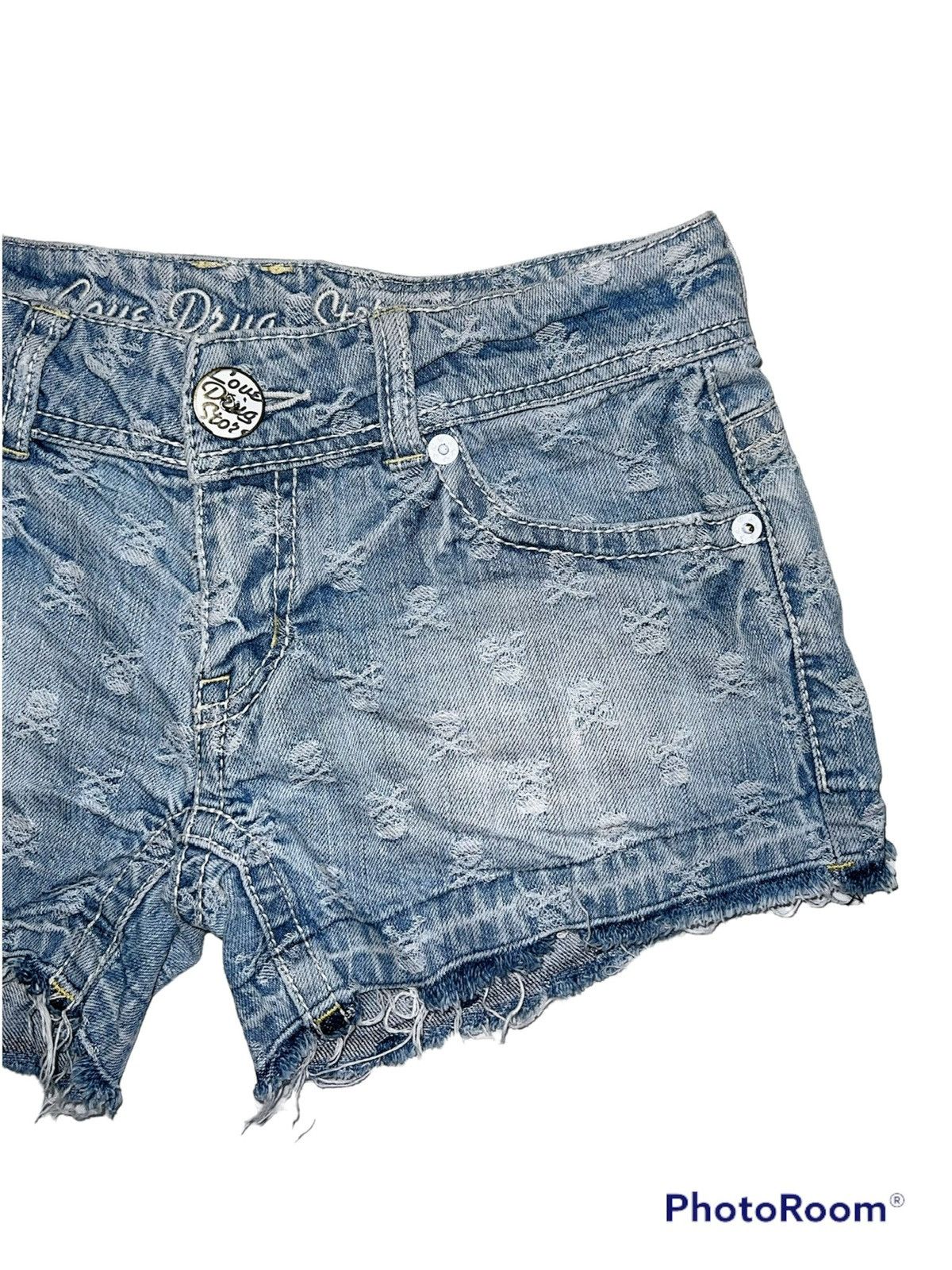 Japanese Brand Vintage Y2K skull denim shorts ☠️ 💀 Size 26" / US 2 / IT 38 - 3 Thumbnail