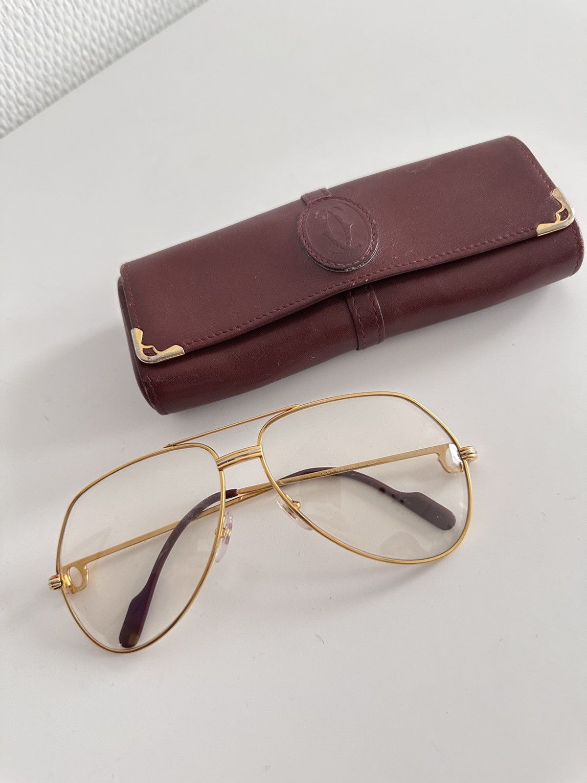 Cartier Vintage 90’s Cartier Vendome Louis 22k Gold Plated Glasses Size ONE SIZE - 8 Thumbnail
