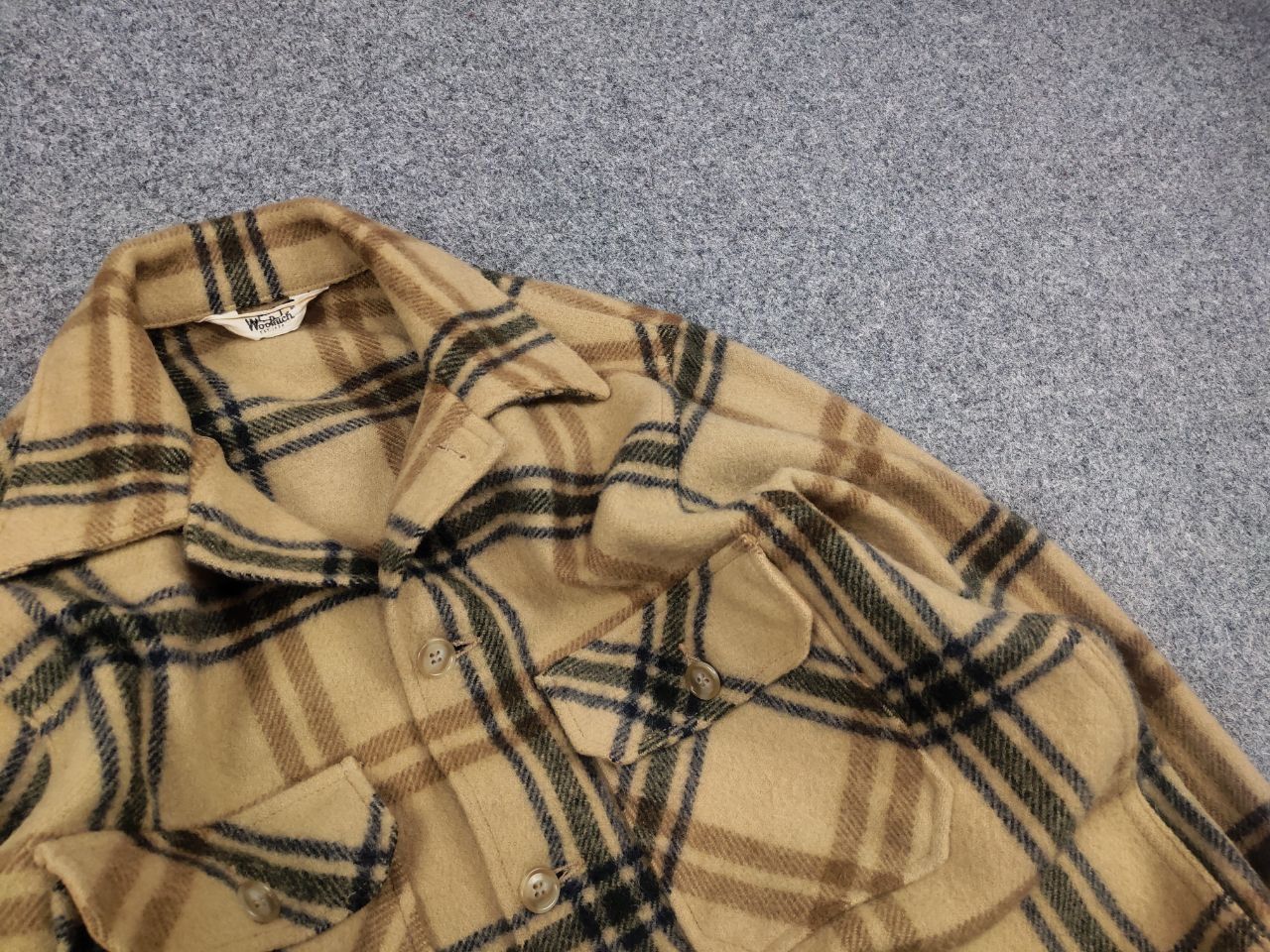 Vintage 60's Woolrich USA Plaid Wool Coat Pocket Jacket