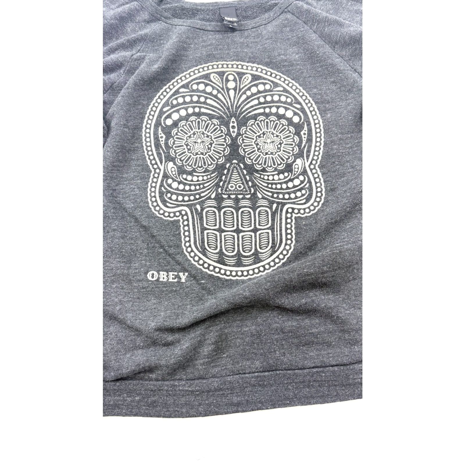 Obey Obey Sweatshirt Womens Large Black Sugar Skull Graphic Pullover Size L / US 10 / IT 46 - 2 Thumbnail