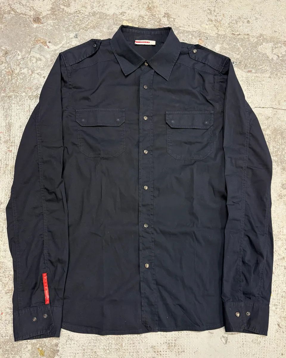 Designer × Prada × Vintage 2000s Prada Linea Rossa Navy Italian Shirt Size US S / EU 44-46 / 1 - 1 Thumbnail