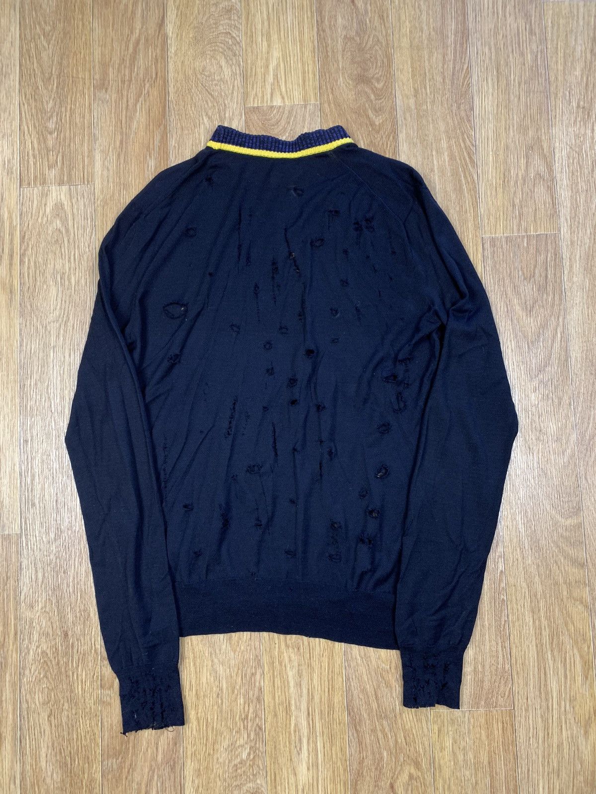 Celine Celine Distressed Dark Blue Custom Sweater Size US M / EU 48-50 / 2 - 8 Thumbnail