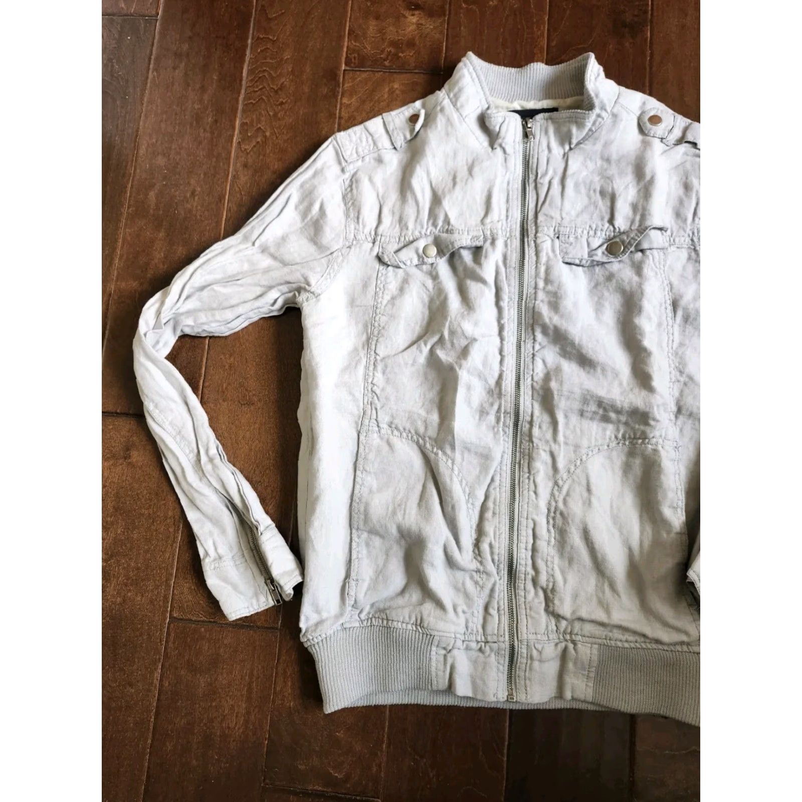 Vintage Twentyone Men Gray Zip Jacket with Pockets - Size L Size US L / EU 52-54 / 3 - 4 Thumbnail