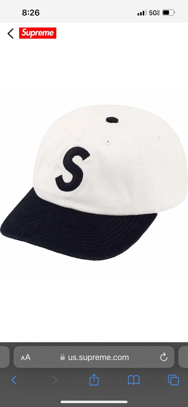 素敵でユニークな Supreme 2-Tone S S Logo - 6-Panel Black Wool Boiled cap Velvet  White 帽子