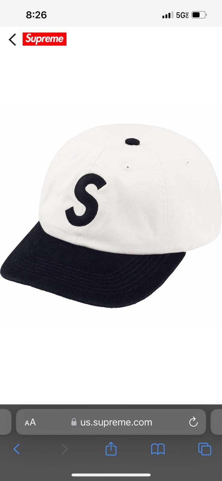 image of Supreme 2 Tone S Logo 6 Panel in Stone, Men's