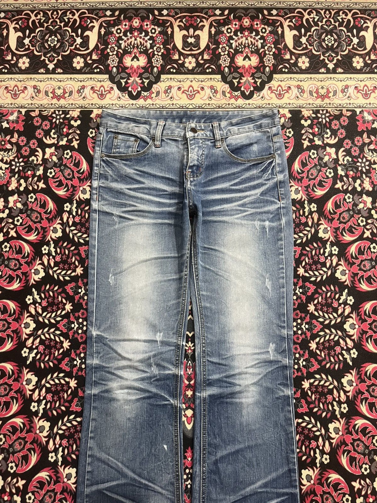 Tornado Mart ⚡️Flare⚡️Vintage Japanese Brand Ruby Denim Whisker Blue Jeans Size US 32 / EU 48 - 3 Thumbnail