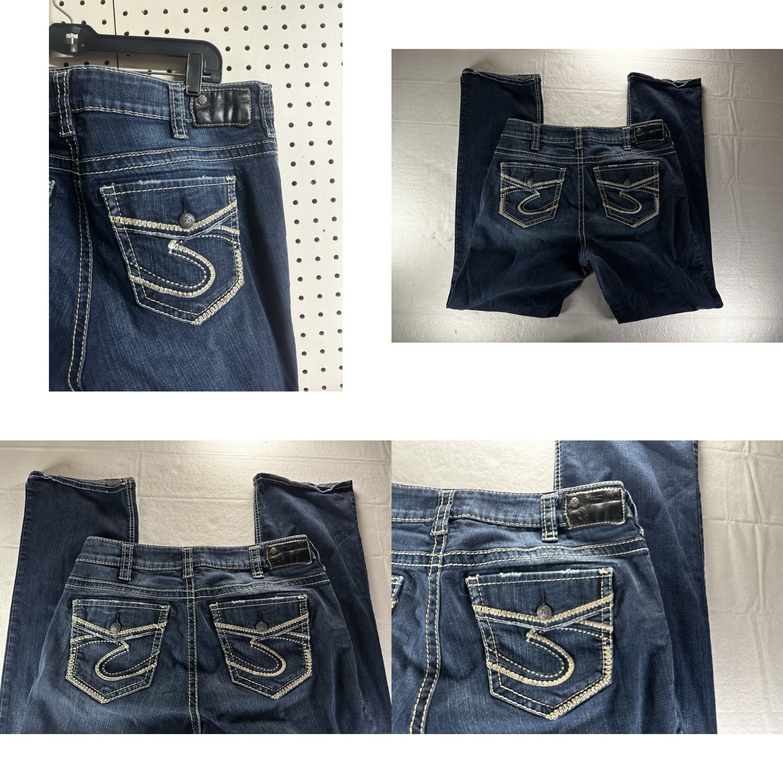 Silver Jeans Co. Silver Jeans Suki Womens Jeans 34x33 Slim Boot Dark Wash Stretch Denim Size 30" / US 8 / IT 44 - 9 Thumbnail