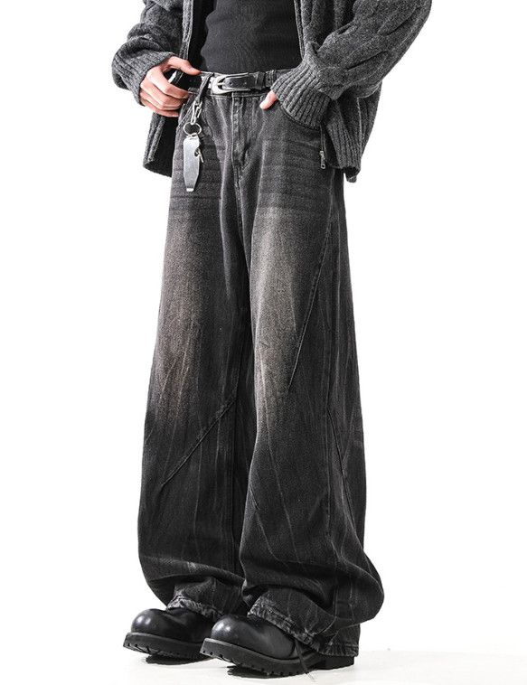 Japanese Brand High-street retro washed men's cleanfit wide-leg jeans Size US 32 / EU 48 - 4 Thumbnail