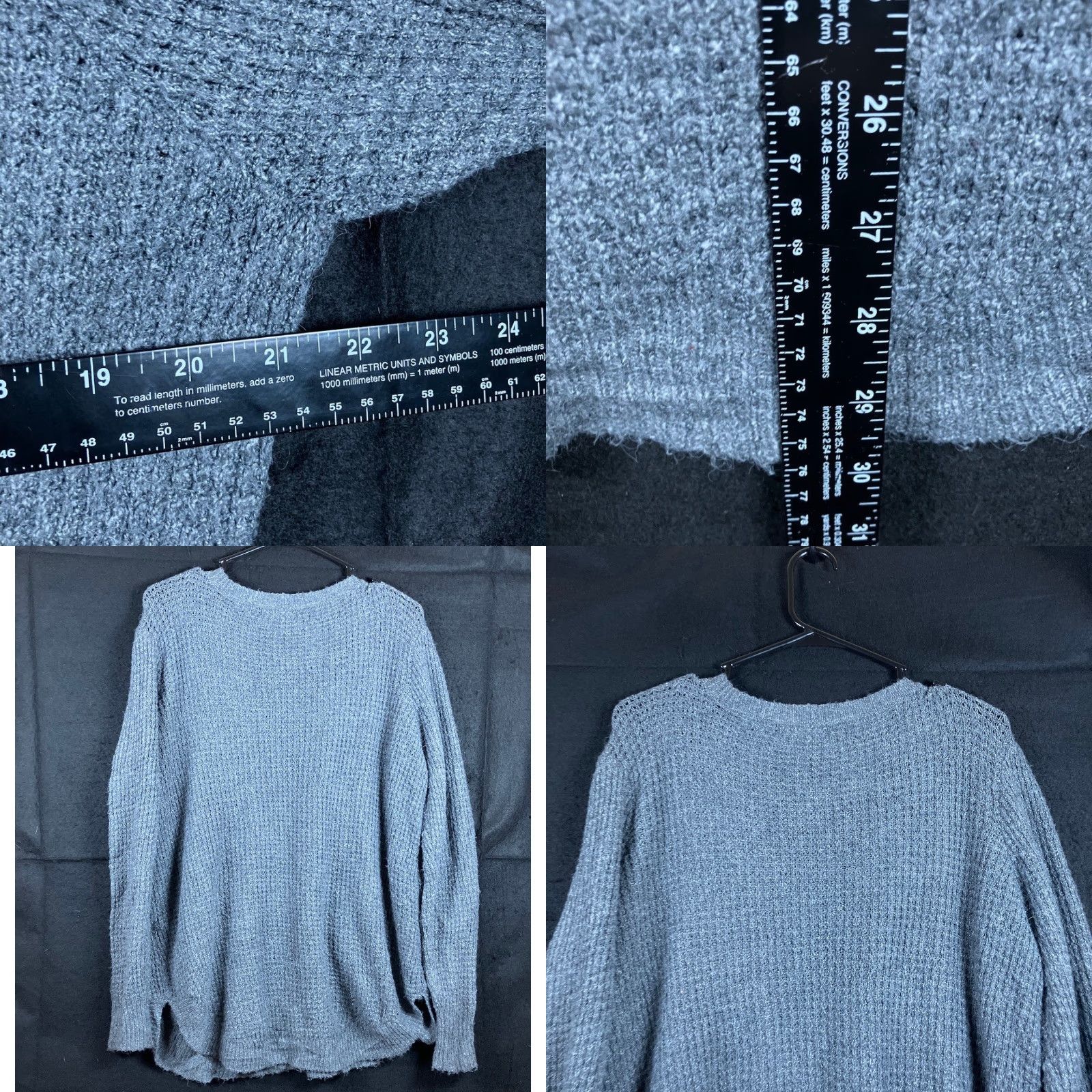 Vintage Maurices Womens Sweater Dark Gray Lightweight Waffle Knit Pullover L Size L / US 10 / IT 46 - 8 Thumbnail