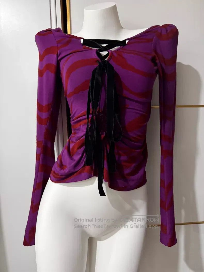 Vivienne Westwood Vivienne Westwood Purple and Red Striped Long Sleeve Top Size S / US 4 / IT 40 - 1 Thumbnail
