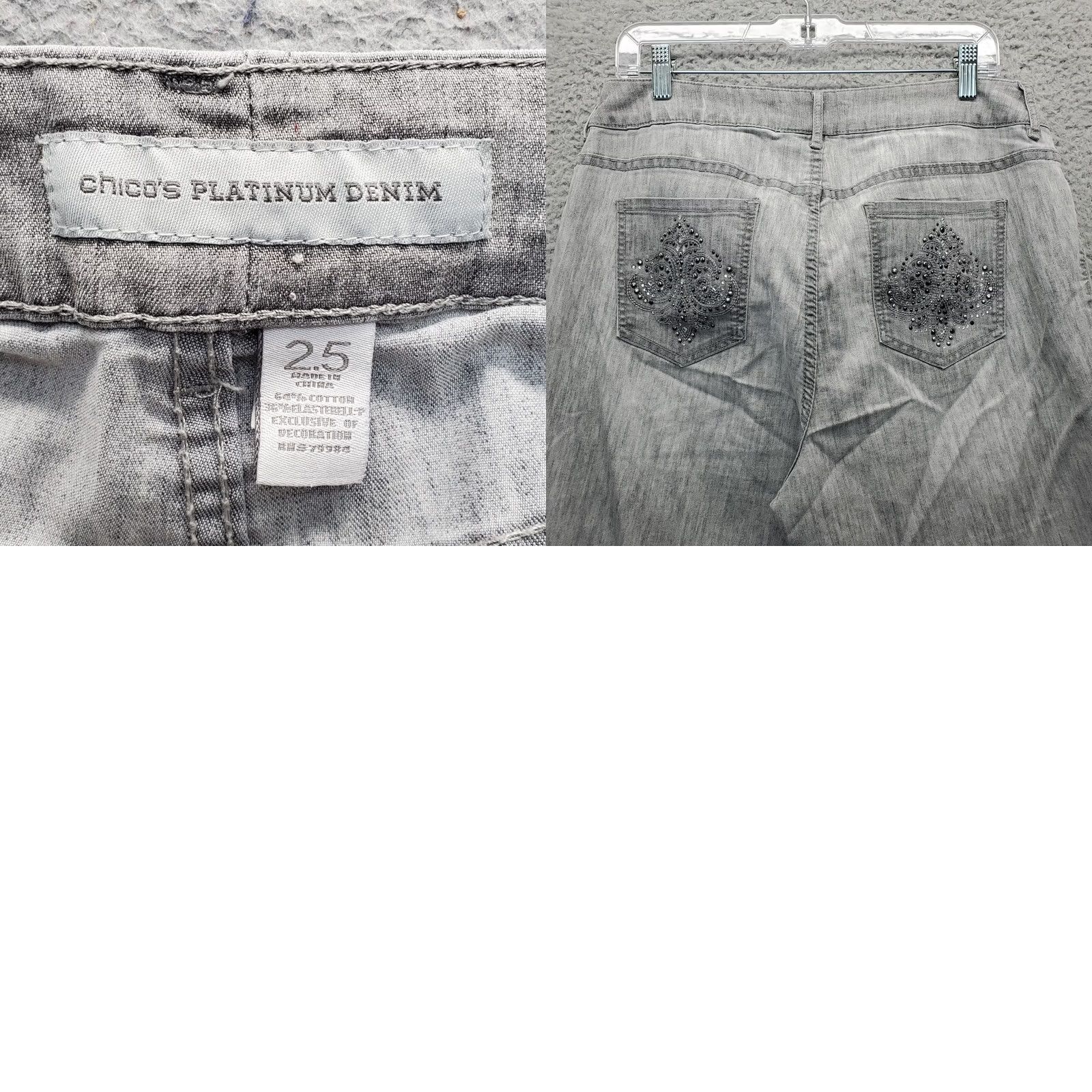 Vintage Chico's Womens Jeans Cropped Gray Cotton Denim Straight Pockets Size S 5-Pocket Size 28" / US 6 / IT 42 - 8 Thumbnail