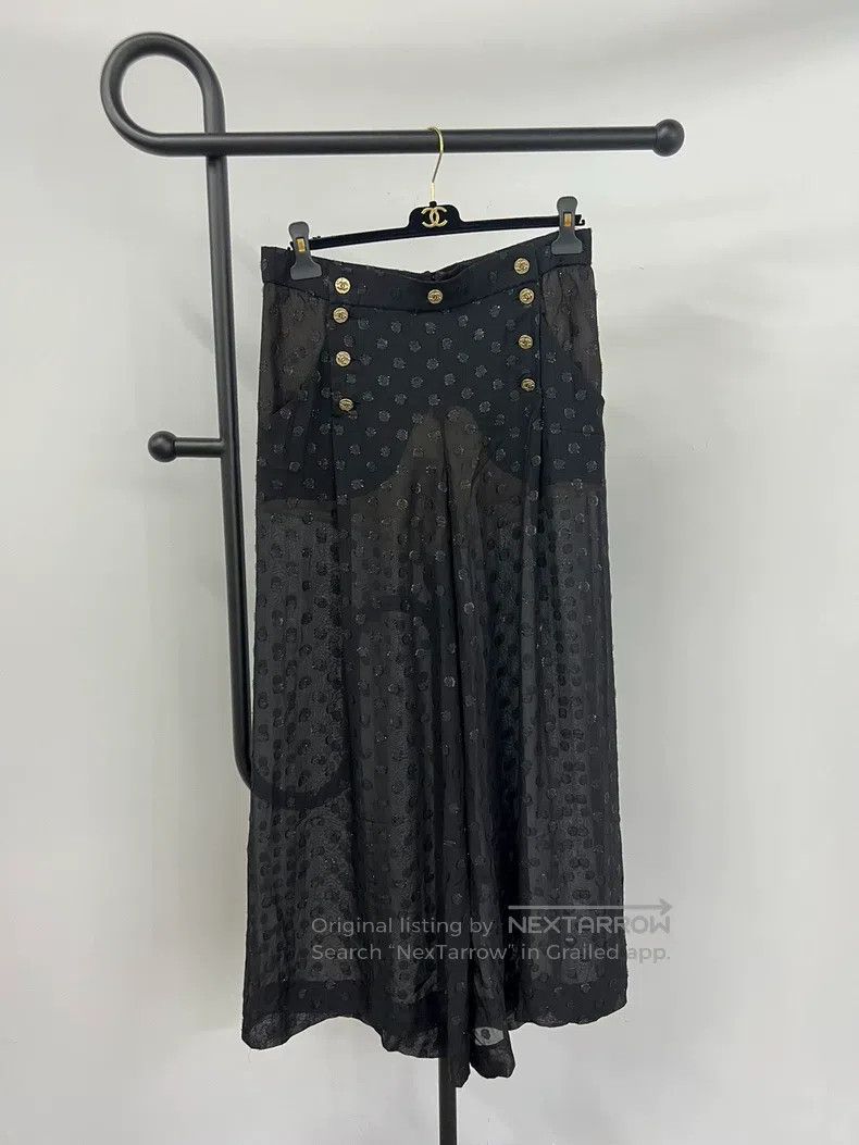 Chanel Chanel 23S black silk wide-leg trousers Size 26" / US 2 / IT 38 - 1 Thumbnail