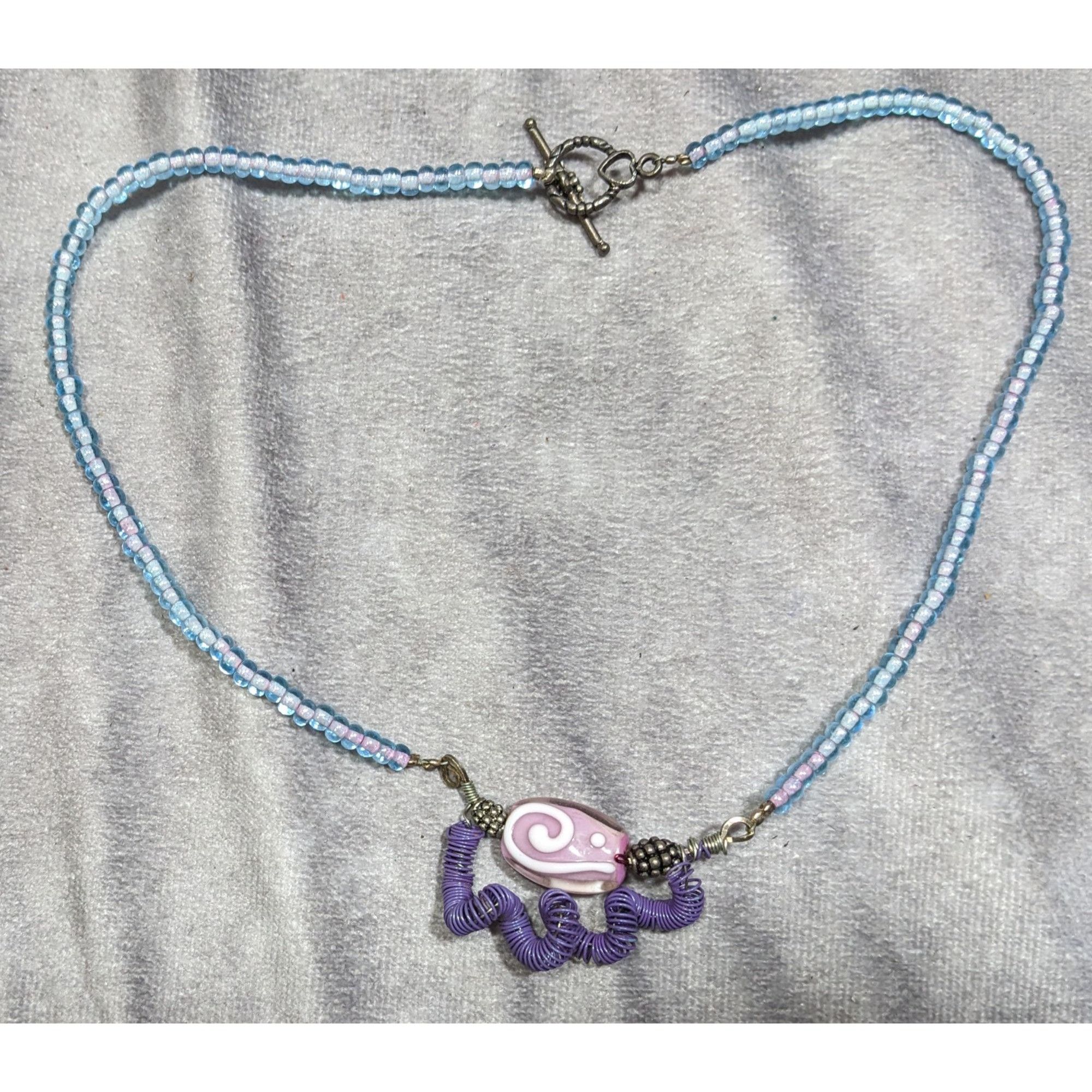 Other Handmade Purple And Blue Glass And Wire Wrap Necklace Size ONE SIZE - 5 Thumbnail