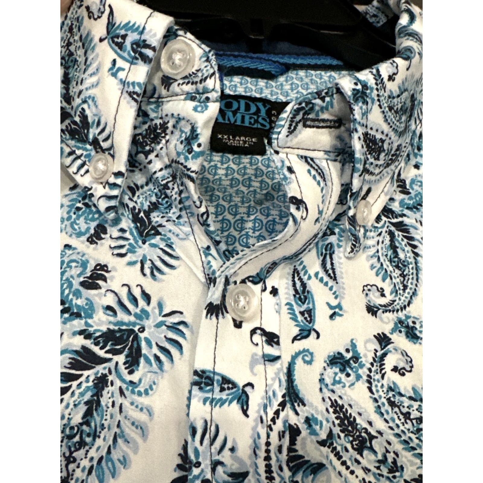 Cody James Cody James Core Button Up Shirt 2XL Paisley Western Regular Fit 100% Cotton Blue Button-Down Collar Mens Shirt Size US XXL / EU 58 / 5 - 4 Thumbnail