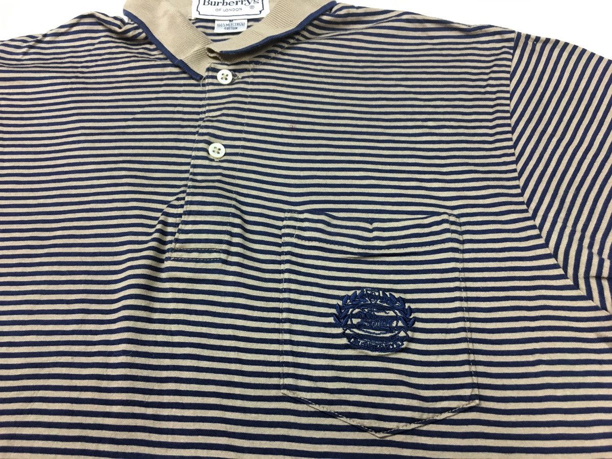 Burberry 90s Burberrys Of London Striped Single Pocket Polo Tee Size US S / EU 44-46 / 1 - 4 Thumbnail