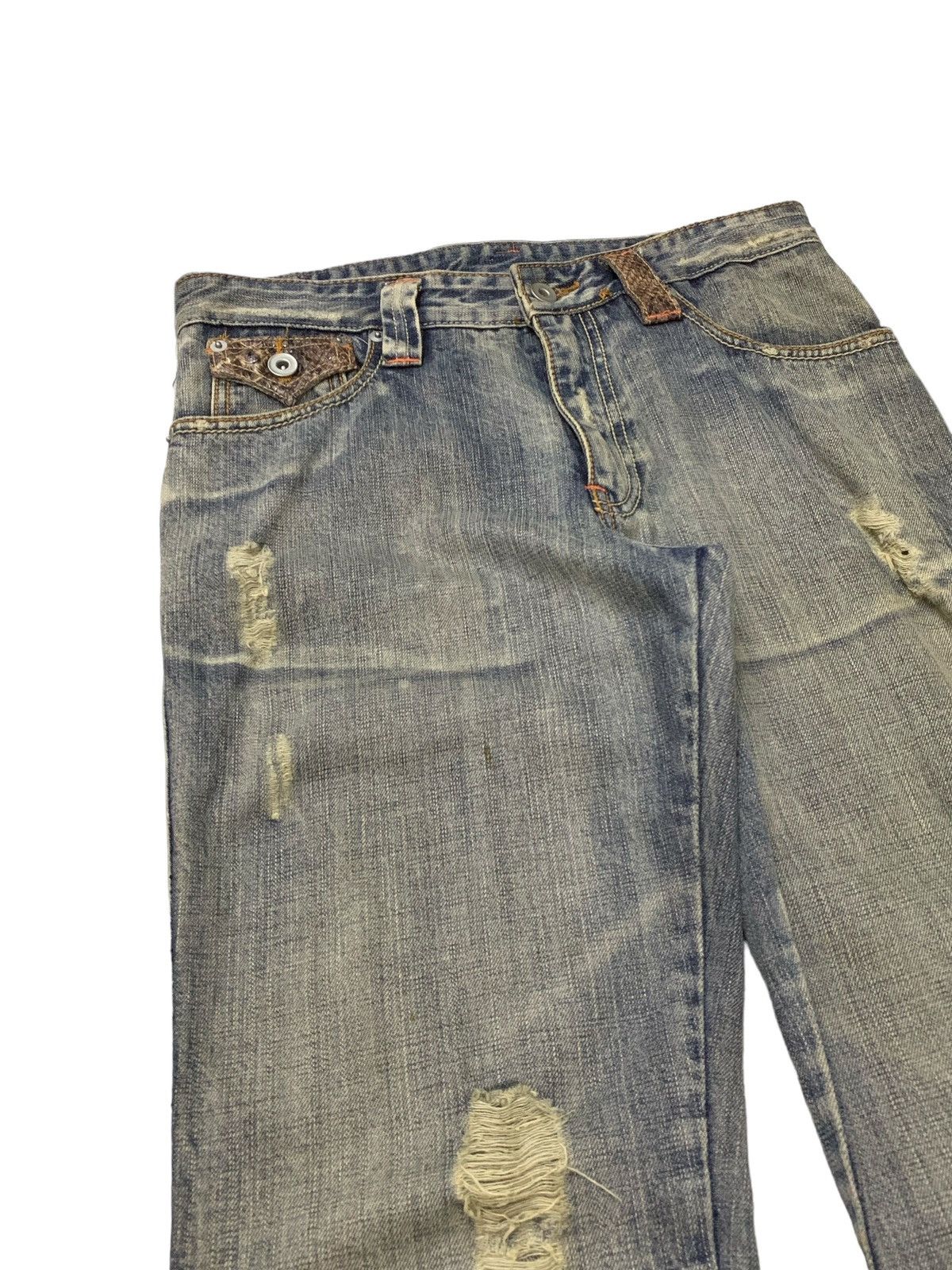 If Six Was Nine × Japanese Brand × Tornado Mart Takaio Japan Snake Trimmed Mud Wash Flared Distressed Jeans Size US 30 / EU 46 - 6 Thumbnail
