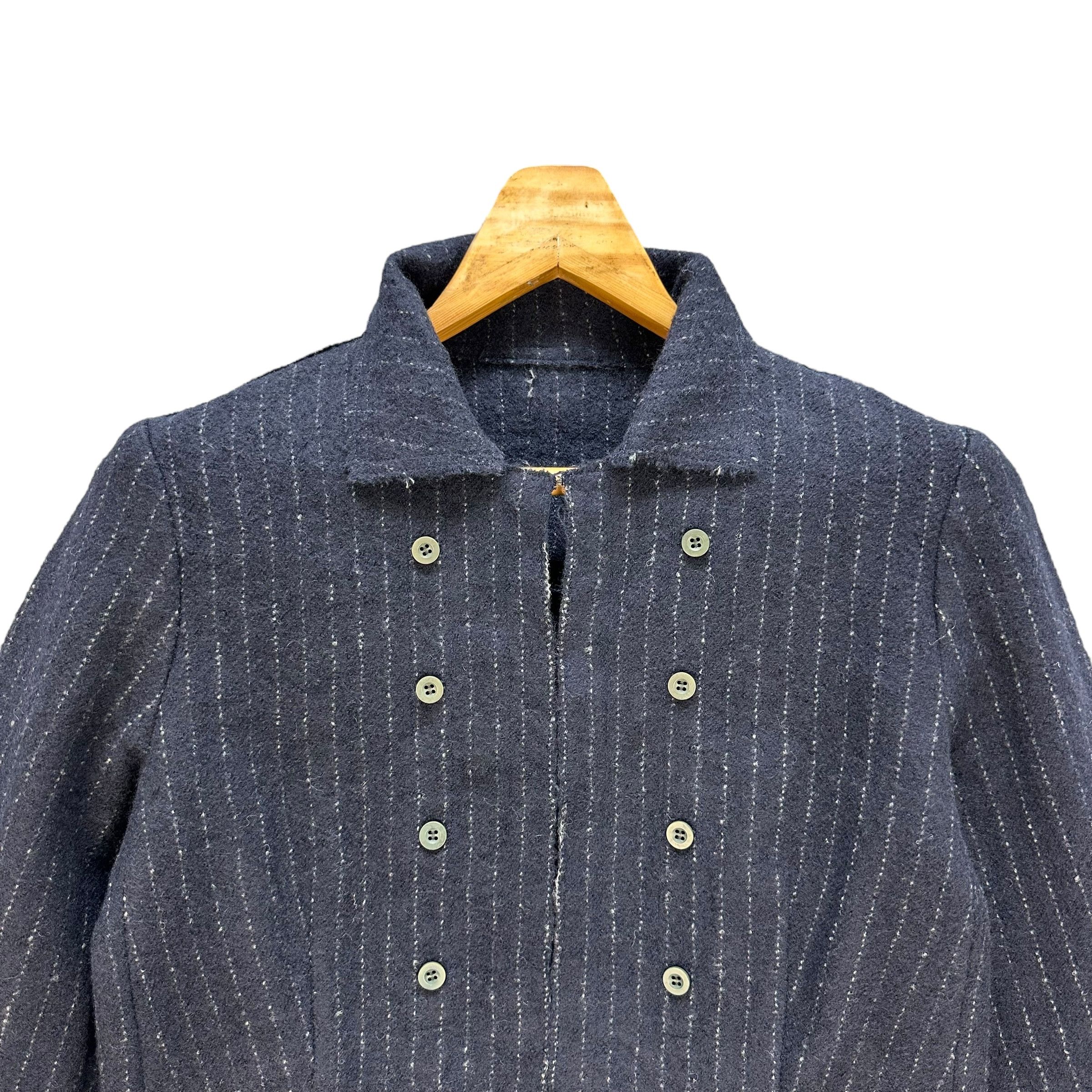 Japanese Brand MINIYU Striped Double Side Button Wool Jacket #A44-1037 Size S / US 4 / IT 40 - 2 Thumbnail