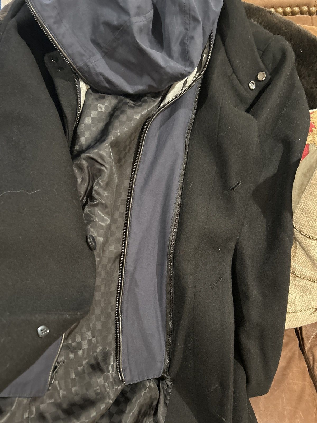 Vince Camuto Vince Camuto Black Wool-Blend Car Coat with Hooded Bib Size US M / EU 48-50 / 2 - 11 Thumbnail