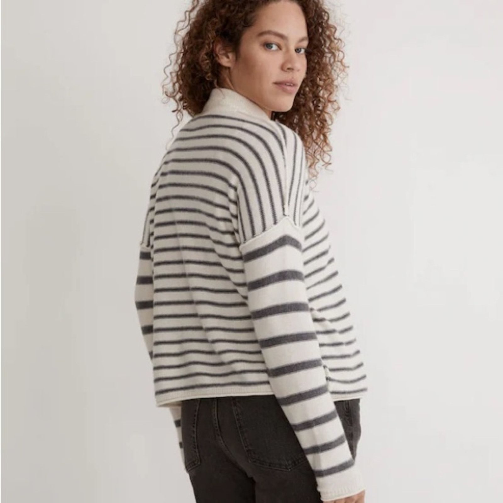 Madewell Madewell Stripe-Play Mockneck Wool Blend Sweater Women Small Size S / US 4 / IT 40 - 3 Thumbnail