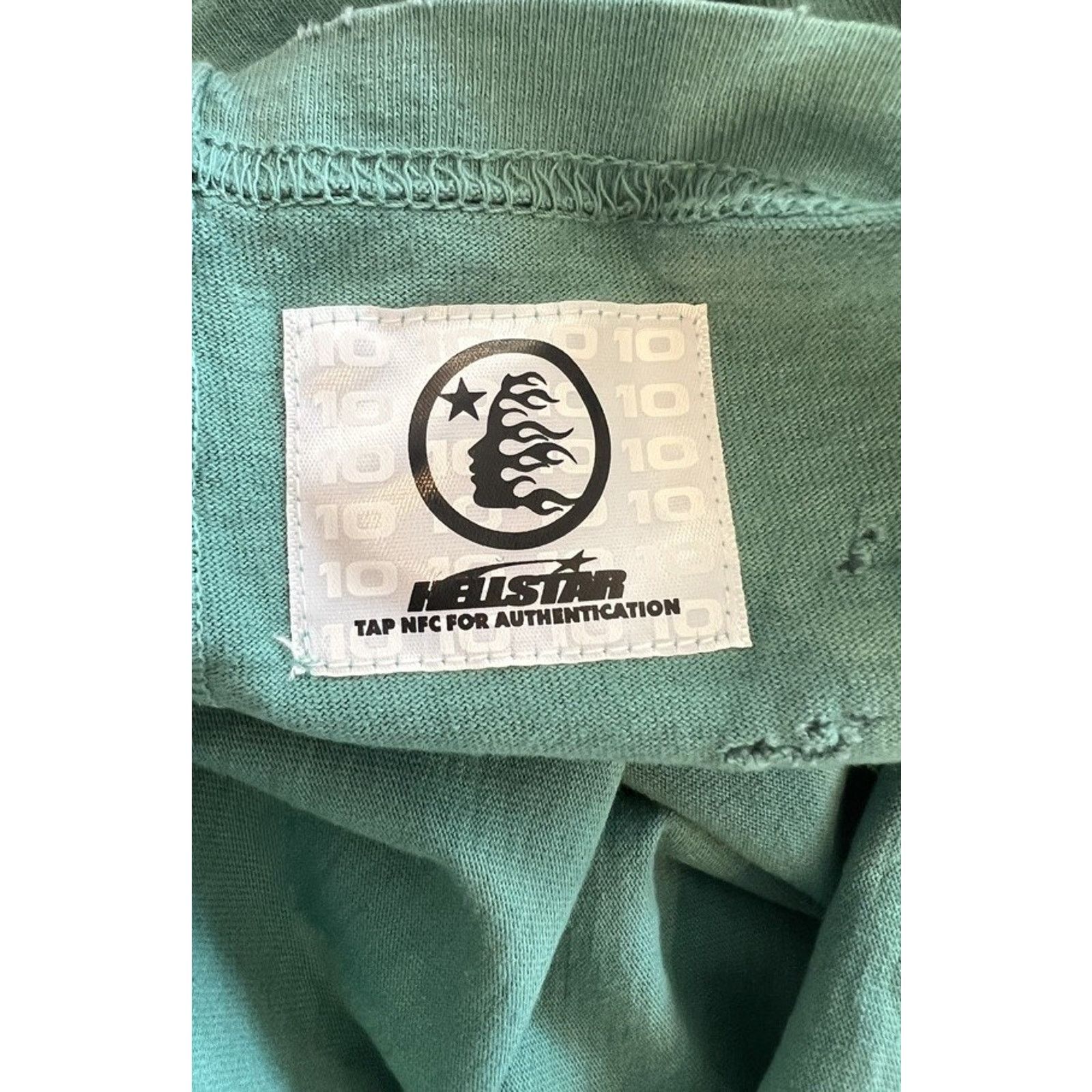 HELLSTAR Size L - Hellstar Crack Print Faded Distressed Green Shirt Size US L / EU 52-54 / 3 - 6 Thumbnail