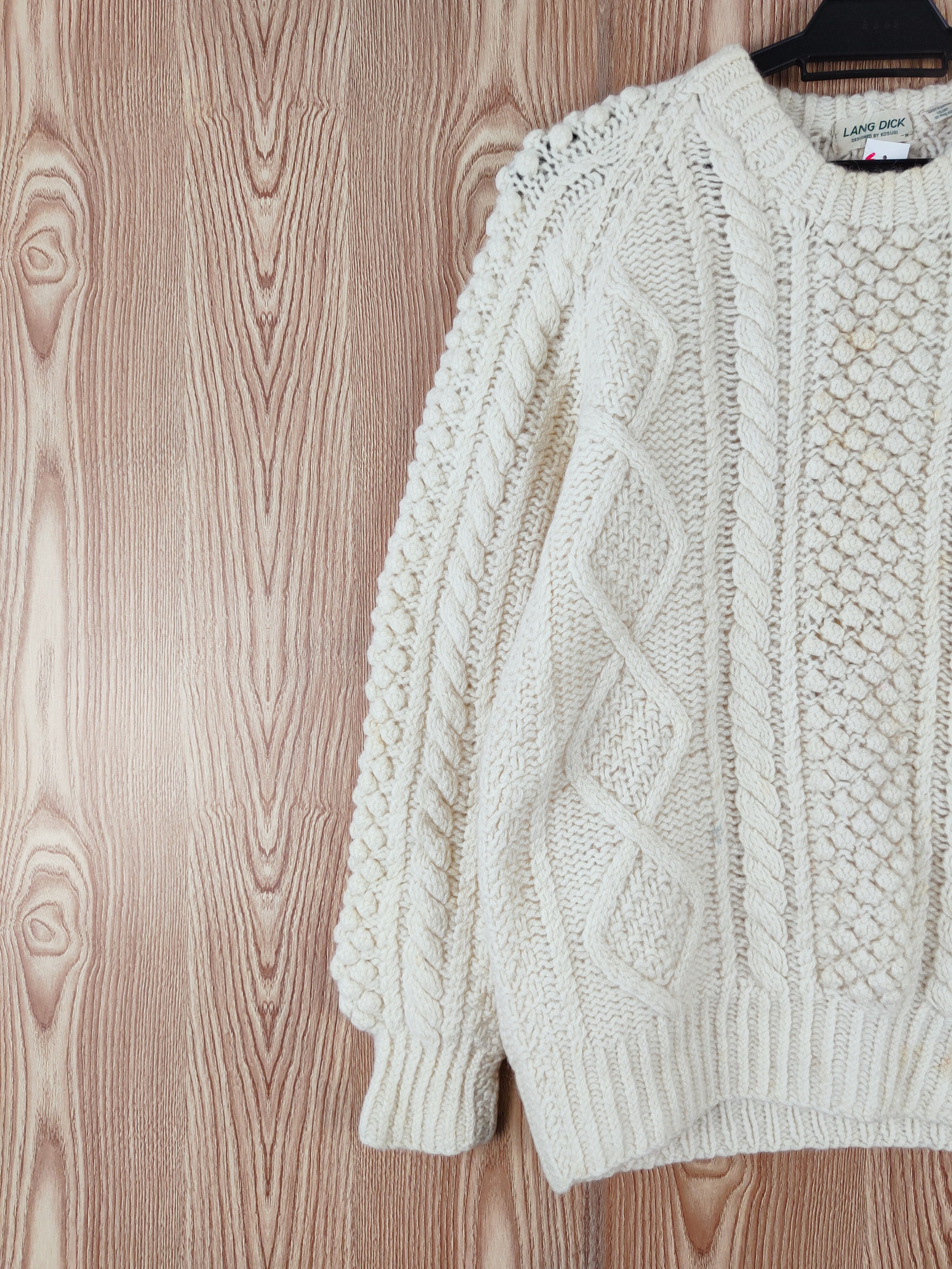 Japanese Brand Long Dick Cream cable Knitwear Sweatshirts #W426 Size S / US 4 / IT 40 - 3 Thumbnail