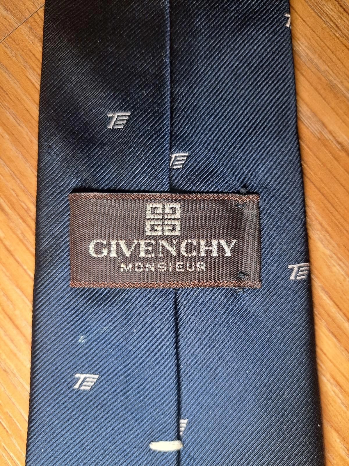 Givenchy Givenchy Monsieur 100% Silk Tie Navy Blue Necktie Size ONE SIZE - 2 Thumbnail